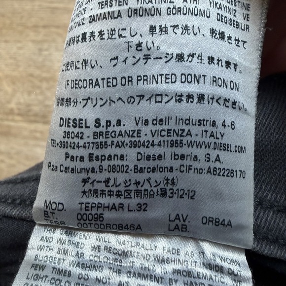 Diesel Tepphar Jeans Men 33x32 Black Slim Carrot Stretch Italy 0R84A (Tag31) - Picture 9 of 16